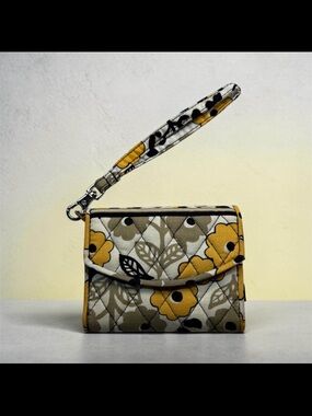 Vera Bradley Yellow & Olive Floral Quilted Wristlet
